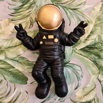 Astronot Biblo Heykel Siyah Gold
